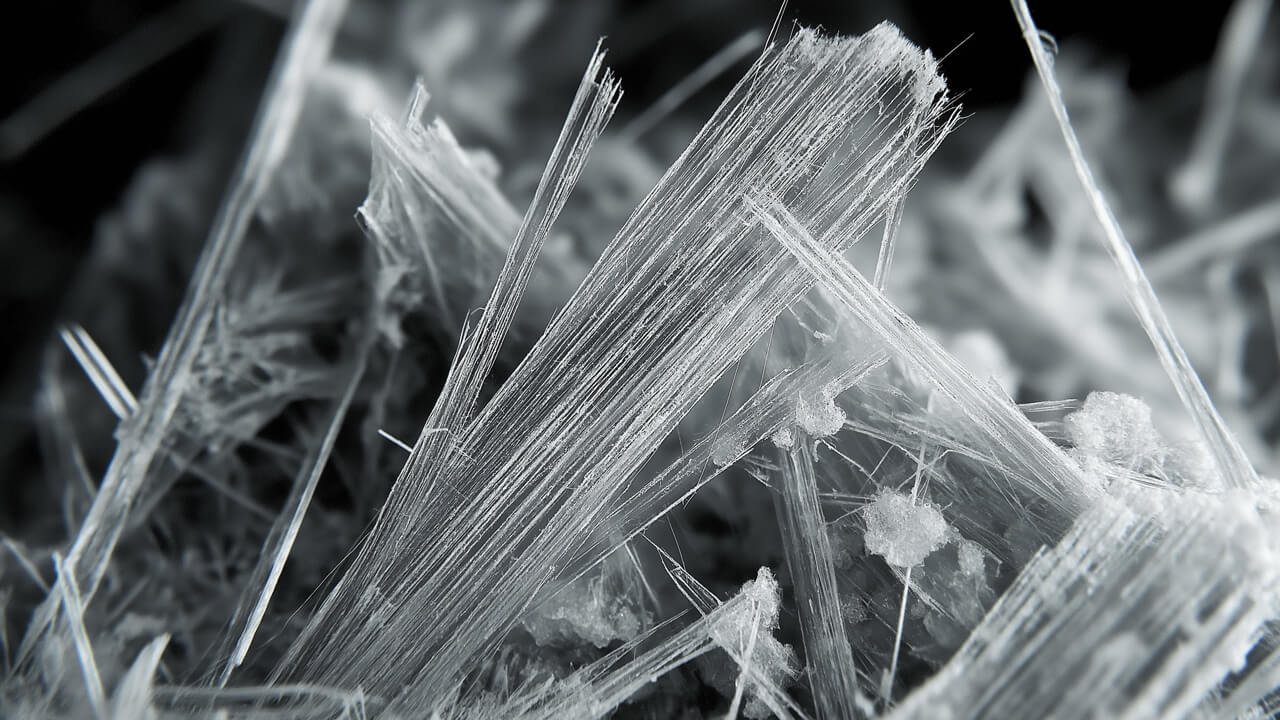 Asbestfibre under mikroskop