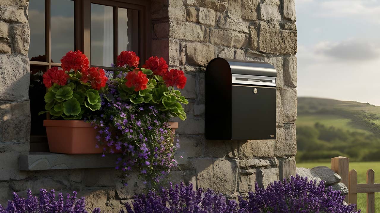 Allux KS200 postkasse på husmur af sten