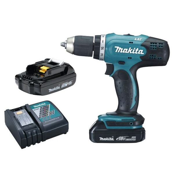 Makita LXT Bore og Skruemaskine - 18V  DDF453RYJ med batteri og lader