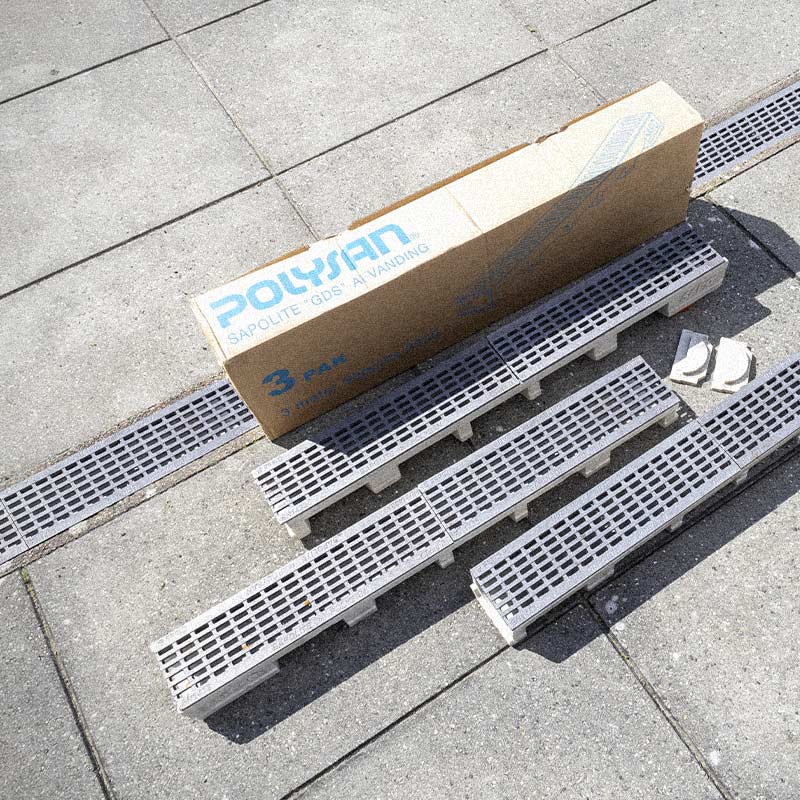 Polysan linjedræn til områder med belægning