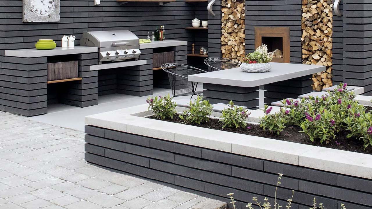 Nordic Wall blokke brugt til støttemur