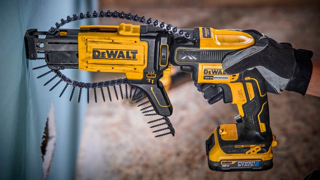 Dewalt gipsskruemaskine og skrueautomat med b&aring;nd